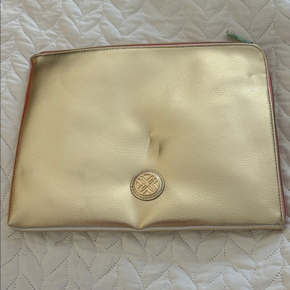 NWT Lilly Pulitzer Gold Travel Organizer Lap Top Bag